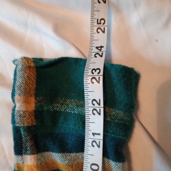 American Sweetheart Flannel Pearl Snap Heavyweight Shirt. Green Gold Print - Picture 8 of 8